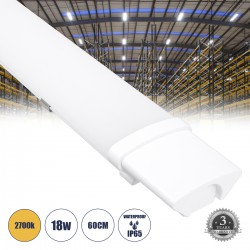 GloboStar® 60163 LED Γραμμικό Βιομηχανικό Φωτιστικό Tri-Proof 60cm 18W 1936lm 120° AC 220-240V Αδιάβροχο IP65 Μ60 x Π6 x Υ4cm Θερμό Λευκό 2700K - 3 Χρόνια Εγγύηση