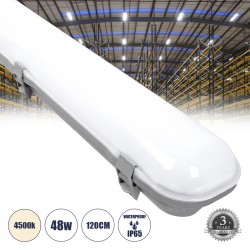 GloboStar® 60174 LED Γραμμικό Βιομηχανικό Φωτιστικό Tri-Proof 120cm 48W 5522lm 120° AC 220-240V Αδιάβροχο IP65 Μ120 x Π10,5 x Υ8cm Φυσικό Λευκό 4500K - 3 Χρόνια Εγγύηση