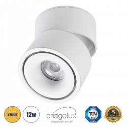 GloboStar® OMEGA-S 60299 Επιφανειακό LED Spot Downlight Φ10cm 12W 1500lm 36° AC 220-240V IP20 Φ10 x Υ10.5cm - Στρόγγυλο - Λευκό - Θερμό Λευκό 2700K - Bridgelux COB - 5 Years Warranty