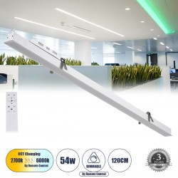 GloboStar® LUCA 61033 Γραμμικό Χωνευτό Φωτιστικό Linear LED CCT 54W 6500lm 120° AC 220-240V Μ121.5 x Π5 x Υ4cm - Εναλλαγή Φωτισμού μέσω Τηλεχειριστηρίου All In One Ψυχρό 6000k+Φυσικό 4500k+Θερμό 2700k Dimmable - Λευκό - 3 Years Warranty