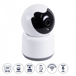 GloboStar® 86072 Table Camera WiFi HD 1080P 3MP 350° Two Way Audio & Motion Detection - Επιτραπέζια Κάμερα WiFi HD 1080P 350° Διπλή Κατέυθυνση Ομιλίας με Ανιχνευτή Κίνησης - Following Face Auto Tracking - Λευκό