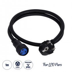 GloboStar® 51172 Καλώδιο Ρεύματος 3PIN DMX512 1 Μέτρο από Female XLR σε Male Πρίζα Schuko Τερματισμένο Αδιάβροχο IP65 Μ100cm - Μαύρο