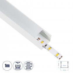 GloboStar® SURFACE-PROFILE 70868-1M Προφίλ Αλουμινίου - Βάση & Ψύκτρα Ταινίας LED με Λευκό Γαλακτερό Κάλυμμα - Επιφανειακή Χρήση - Πατητό Κάλυμμα - Λευκό - 1 Μέτρο - Μ100 x Π2.3 x Υ2cm