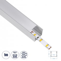 GloboStar® SURFACE-PROFILE 70867-1M Προφίλ Αλουμινίου - Βάση & Ψύκτρα Ταινίας LED με Λευκό Γαλακτερό Κάλυμμα - Επιφανειακή Χρήση - Πατητό Κάλυμμα - Ασημί - 1 Μέτρο - Μ100 x Π2.3 x Υ2cm