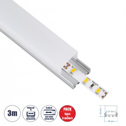 GloboStar® SURFACEPENDANT-PROFILE 70847-3M Προφίλ Αλουμινίου - Βάση & Ψύκτρα Ταινίας LED με Λευκό Γαλακτερό Κάλυμμα - Επιφανειακή & Κρεμαστή Χρήση - Πατητό Κάλυμμα - Ασημί - 3 Μέτρα - Πακέτο 5 Τεμαχίων - Μ300 x Π2.6 x Υ2.3cm