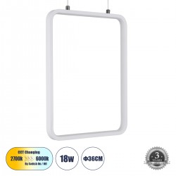 GloboStar® NEROBA 61303 Κρεμαστό Φωτιστικό Οροφής Linear Design LED CCT 18W 1980lm 360° AC 220-240V - Εναλλαγή Φωτισμού μέσω Διακόπτη On/Off All In One Ψυχρό 6000k+Φυσικό 4500k+Θερμό 2700k Μ29 x Π2 x Υ36cm - Λευκό - 3 Years Warranty