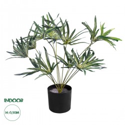 GloboStar® Artificial Garden BROADLEAF LADY PALM 20059 Τεχνητό Διακοσμητικό Φυτό Πλατύφυλλος Φοίνικας Μπαμπού Υ50cm