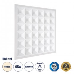 GloboStar® ZEUS 60969 Χωνευτό LED Panel 60x60cm 48W 7200lm 120° CRI≥86Ra UGR&lt;19 Anti-Glare Shield Diffuser AC 220-240V IP44 Μ60 x Π60 x Υ3.3cm - Φυσικό Λευκό 4500K - Bridgelux High Lumen Chips - TÜV Certified Driver - 5 Years Warranty