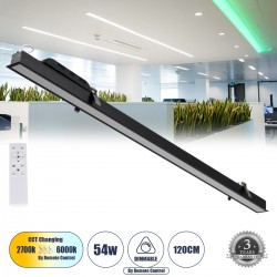 GloboStar® LUCA 61032 Γραμμικό Χωνευτό Φωτιστικό Linear LED CCT 54W 6500lm 120° AC 220-240V Μ121.5 x Π5 x Υ4cm - Εναλλαγή Φωτισμού μέσω Τηλεχειριστηρίου All In One Ψυχρό 6000k+Φυσικό 4500k+Θερμό 2700k Dimmable - Μαύρο - 3 Years Warranty