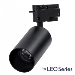 GloboStar® LEO 60353 Κινούμενο Στρόγγυλο Φωτιστικό Σποτ Ράγας Αλουμινίου με Ντουί GU10 AC 220-240V IP20 Φ6 x Υ19cm - 2 Γραμμών - Μαύρο - 5 Years Warranty