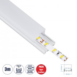 GloboStar® SURFACEPENDANT-PROFILE 70848-3M Προφίλ Αλουμινίου - Βάση & Ψύκτρα Ταινίας LED με Λευκό Γαλακτερό Κάλυμμα - Επιφανειακή & Κρεμαστή Χρήση - Πατητό Κάλυμμα - Λευκό - 3 Μέτρα - Πακέτο 5 Τεμαχίων - Μ300 x Π2.6 x Υ2.3cm