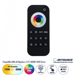 GloboStar® 73009 RT5 SKYDANCE Ασύρματο Χειριστήριο Αφής RF 2.4Ghz 1 Group για όλα τα RGBW+WW SKYDANCE Controller  DC 3V 2 x AAA - IP20 Μαύρο Μ5.3 x Π1.75 x Υ12.2cm - 5 Years Warranty