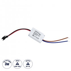 GloboStar® 73074 Πλαστικό Τροφοδοτικό SELV για Προϊόντα LED 3W - AC 220-240V σε DC 7-11V - IP20 L4.5 x W3 x H2.5cm - 3 Χρόνια Εγγύηση