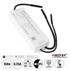 GloboStar® 71438 WP1-P150V24 Mi-BOXER DC Smart Wifi & RF 2.4Ghz & Push Dimming Power Supply Τροφοδοτικό SELV & Controller / Dimmer All in One AC100-240V σε DC 24V 1 x 6.25A 150W - Max 6.25A 150W - Αδιάβροχο IP67 Μ22.5 x Π7 x Υ3.5cm - 3 Years W