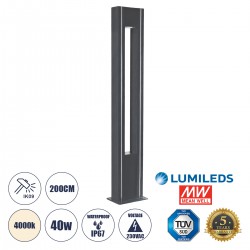 GloboStar® MERIDA 61513 Urban Light Φωτιστικό Πάρκου - Πλατείας - Κήπου Ύψους 2 μέτρων LED 40W 5440lm 60° AC100-240VAC IP67 IK09 - Μ32 x Π13 x Υ200cm - Anthracite Grey - Φυσικό Λευκό 4000K - LUMILEDS - MEAN WELL DRIVER - 5 Years Warranty