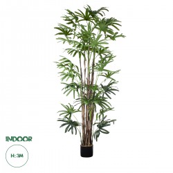 GloboStar® Artificial Garden BROADLEAF LADY PALM TREE 20384 Τεχνητό Διακοσμητικό Φυτό Πλατύφυλλος Φοίνικας Μπαμπού Υ300cm