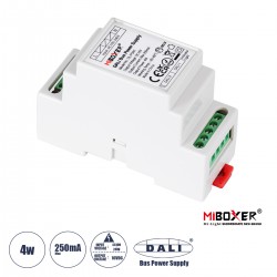 GloboStar® 71420 DL-POW1 Mi-BOXER DC DALI BUS Power Supply Τροφοδοτικό SELV AC 100-240V σε DC 16V 2 Καναλιών DC 16V 2 x 125mA 2W - Max 250mA 4W - IP20 - Din Rail Ράγας - Μ9 x Π3.4 x Υ6cm - 5 Years Warranty