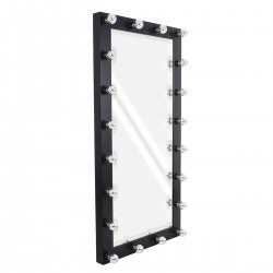 GloboStar® MAKEUP MIRROR-160x80-5 Μοντέρνος Καθρέπτης Μακιγιάζ με Πλαίσιο Φυσικού Ξύλου με Διακόπτη On/Off 20 x E27 AC220-240V - Μ80 x Π7 x Υ160cm - Μαύρος Έβενος