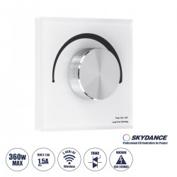 GloboStar® 71454 S1-K SKYDANCE AC Smart RF 2.4Ghz & Ροοστάτη - Push ON/OFF Triac Dimming AC100-240V σε AC100-240V 1 x 1.5A 360W - Max 1.5A 360W - IP20 - Λευκό Σώμα - Μ8.5 x Π8.5 x Υ5cm - 5 Years Warranty