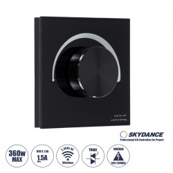 GloboStar® 71455 S1-K SKYDANCE AC Smart RF 2.4Ghz & Ροοστάτη - Push ON/OFF Triac Dimming AC100-240V σε AC100-240V 1 x 1.5A 360W - Max 1.5A 360W - IP20 - Μαύρο Σώμα - Μ8.5 x Π8.5 x Υ5cm - 5 Years Warranty