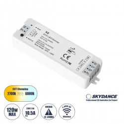 GloboStar® 71564 V2 SKYDANCE DC RF 2.4Ghz Dimmer High Speed Controller 2 Καναλιών DC 12-24V 2 x 5A 120W - Max 10.5A 252W - IP20 Μ10 x Π3.5 x Υ2cm - 5 Years Warranty