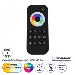 GloboStar® 71544 RT10 SKYDANCE Ασύρματο Χειριστήριο Αφής RF 2.4Ghz 4 Group για όλα τα RGBW+WW SKYDANCE Controller DC 3V 2 x AAA - IP20 Μαύρο Μ12.2 x Π5.3 x Υ1.7cm - 5 Years Warranty