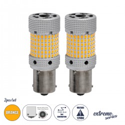 GloboStar® 81480-B Λάμπες Αυτοκινήτου LED 7507 - BAU15S - PY21W 3rd Generation Can-Bus Extreme Series 150xSMD2016 28W 2240lm 360° DC 12-16V IP20 Φ2.1 x Υ5.5cm Πορτοκαλί - Σετ 2 Τεμαχίων σε Box