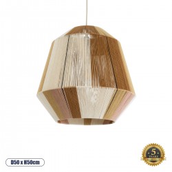 GloboStar® SALERNO 02187 Boho Κρεμαστό Φωτιστικό Πλέγμα Μονόφωτο 1 x E27 IP20 Πολύχρωμο Σχοινί - Μ50 x Π50 x Υ50cm