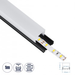 GloboStar® SURFACEPENDANT-PROFILE 70849-1M Προφίλ Αλουμινίου - Βάση & Ψύκτρα Ταινίας LED με Λευκό Γαλακτερό Κάλυμμα - Επιφανειακή & Κρεμαστή Χρήση - Πατητό Κάλυμμα - Μαύρο - 1 Μέτρο - Μ100 x Π2.6 x Υ2.3cm