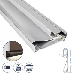 GloboStar® SKIRTINGBOARD-PROFILE 70850-3M Προφίλ Αλουμινίου - Βάση & Ψύκτρα Ταινίας LED με Λευκό Γαλακτερό Κάλυμμα - Επιφανειακή Χρήση για Περβάζι - Πατητό Κάλυμμα - Ασημί - 3 Μέτρα - Μ300 x Π1.6 x Υ8cm