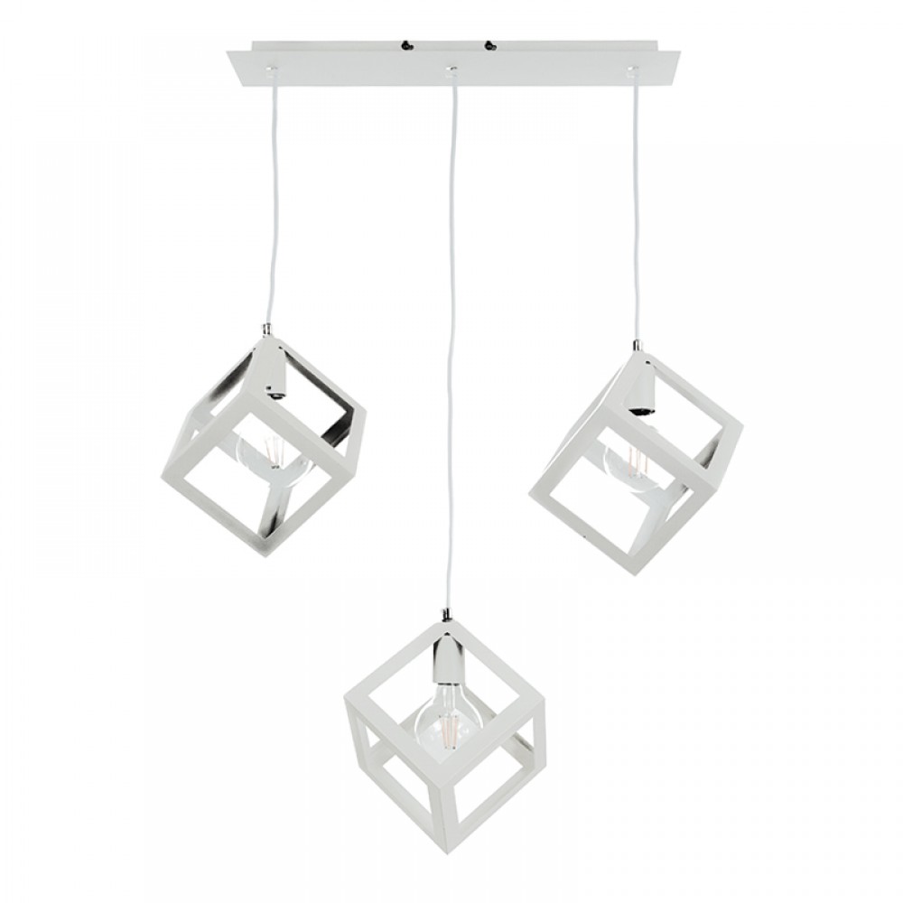 InLight Κρεμαστό φωτιστικό από λευκό μέταλλο 3XE27 D:60cm (4400-3-WH-ΡΑΓΑ)