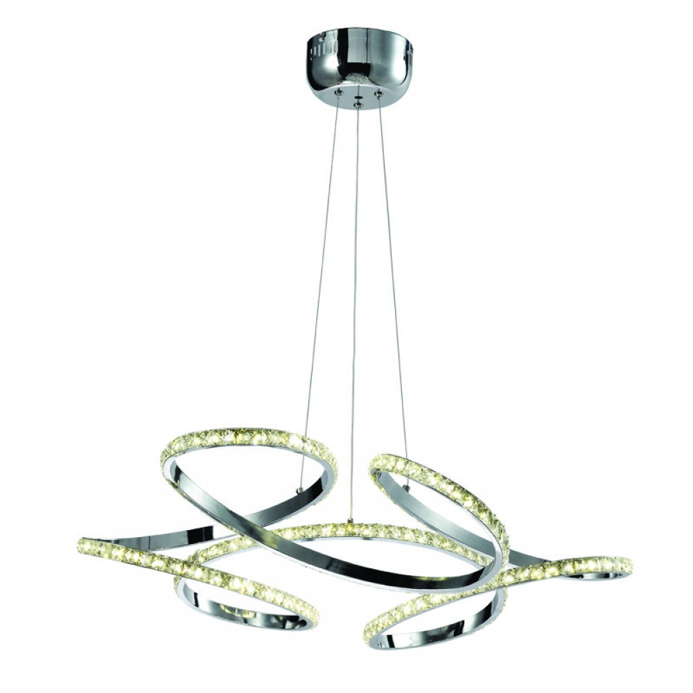 InLight Κρεμαστό φωτιστικό LED 85W 4000K από χρώμιο αλουμίνιο και κρύσταλλα D:70cm (6181-Χρώμιο)