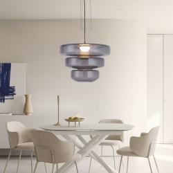 Inlight Κρεμαστό φωτιστικό από φιμέ γυαλί 12W 1644LM 3000K D:45x33cm (4070-Smoky)