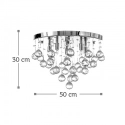 InLight Φωτιστικό οροφής από χρώμιο μέταλλο και διάφανα κρύσταλλα 8XG9 D:50cm (5292-Α)
