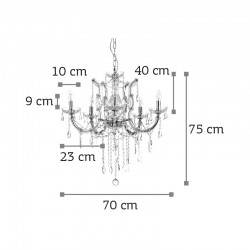 InLight Κρεμαστό φωτιστικό από χρώμιο μέταλλο γυαλί και κρύσταλλα 6XE14 D:70cm (5244-6-Χρώμιο)