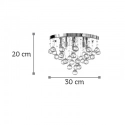 InLight Φωτιστικό οροφής από χρώμιο μέταλλο και διάφανα κρύσταλλα 4XG9 D:30cm (5292-Γ)