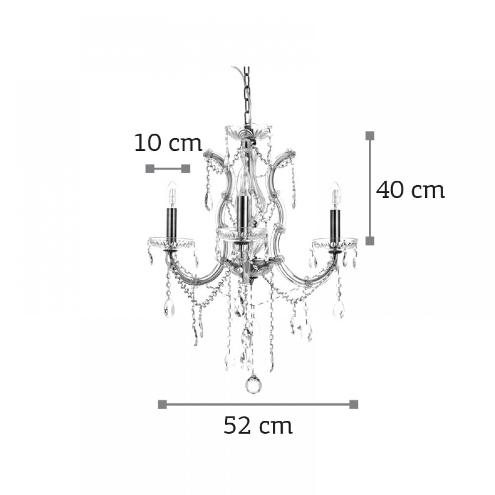 InLight Κρεμαστό φωτιστικό από οξυντέ μέταλλο γυαλί και κρύσταλλα 3XE14 D:52cm (5244-3-Οξυντέ)