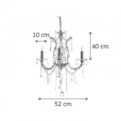 InLight Κρεμαστό φωτιστικό από οξυντέ μέταλλο γυαλί και κρύσταλλα 3XE14 D:52cm (5244-3-Οξυντέ)