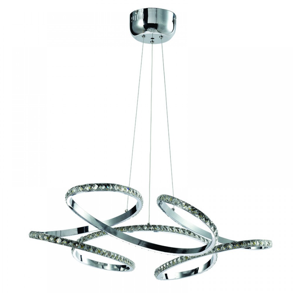 InLight Κρεμαστό φωτιστικό LED 85W 4000K από χρώμιο αλουμίνιο και κρύσταλλα D:70cm (6181-Χρώμιο)