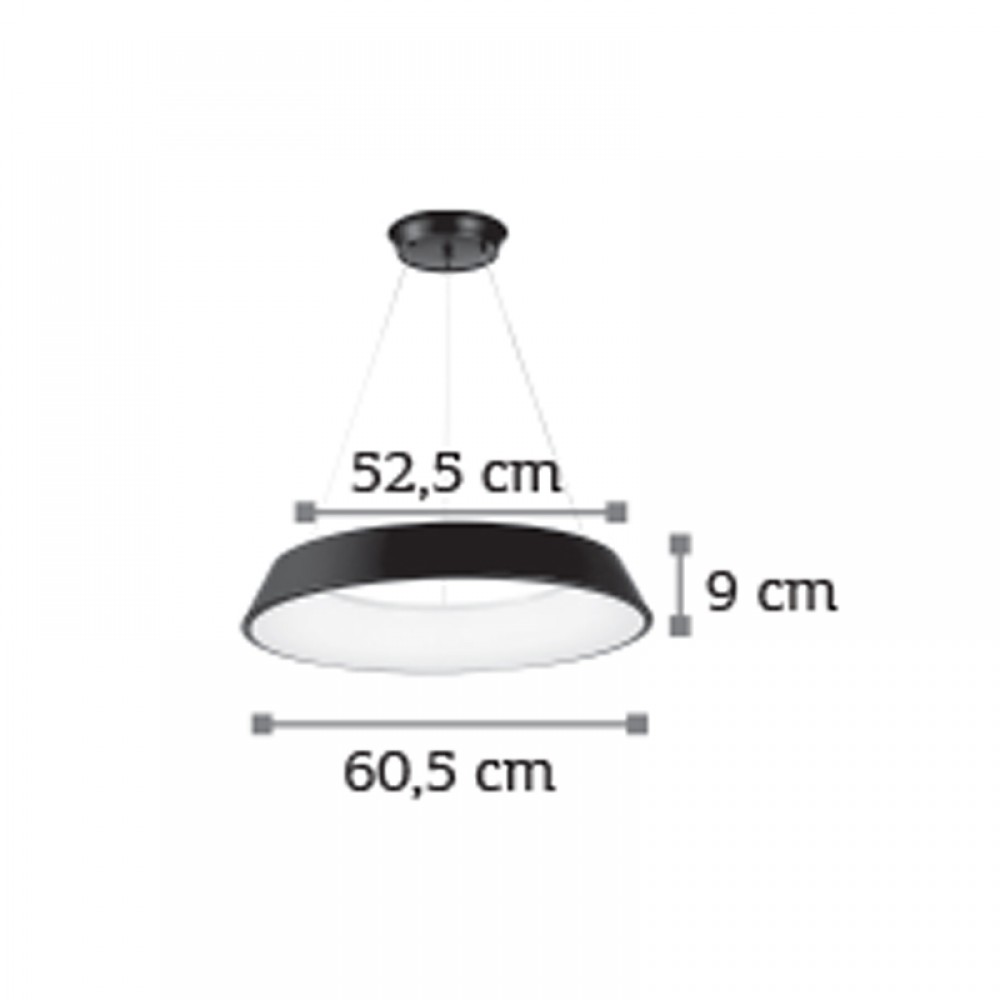 InLight Κρεμαστό φωτιστικό LED 50W 4000K από μαύρο μέταλλο και ακρυλικό D:60,5cm (6010-Α)