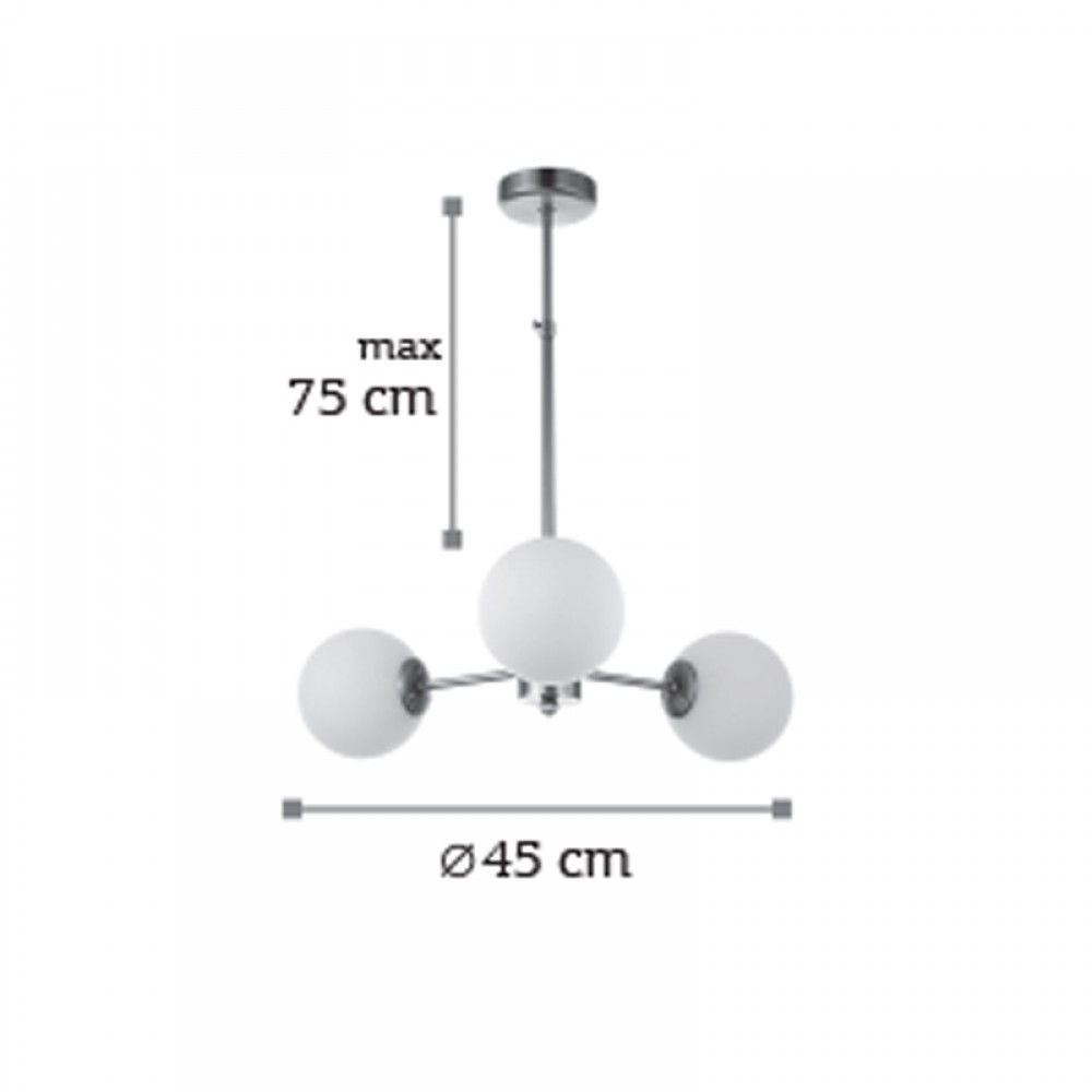 InLight Κρεμαστό φωτιστικό από χρώμιο μέταλλο και λευκή οπαλίνα 3XG9 D:45cm (5321-3)