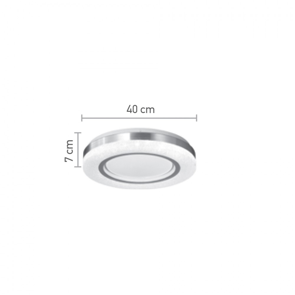 InLight Πλαφονιέρα οροφής LED 54W 3CCT από λευκό και ασημί ακρυλικό D:40cm (42016-B)