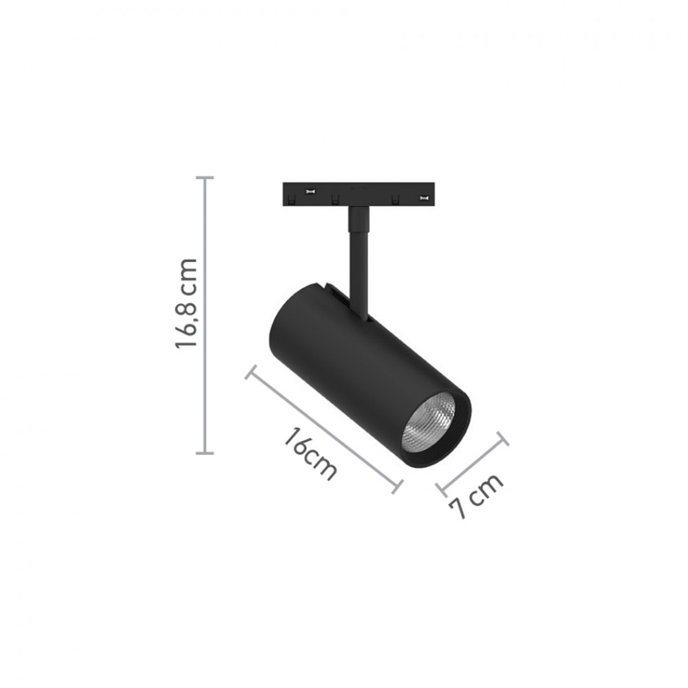 InLight Σποτ μαγνητικής ράγας LED 20W 4000K σε μαύρη απόχρωση D:16cmX16,8cm (T02002-BL)