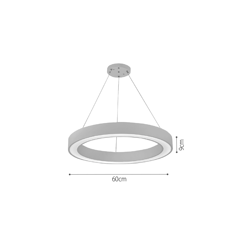 InLight Κρεμαστό φωτιστικό LED 68W 3CCT (by switch on base) σε λευκή απόχρωση D:60cm (6073-60-WH)