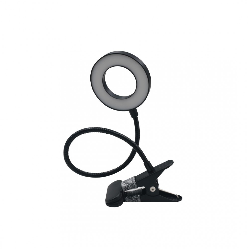InLight Φωτιστικό LED 7W 3CCT (by switch) με κλίπ σε μαύρο χρώμα D:38cm (3044-BL)