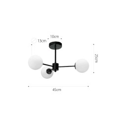 InLight Κρεμαστό φωτιστικό από μαύρο μέταλλο και λευκή οπαλίνα 3XG9 D:45cm (5016-3)