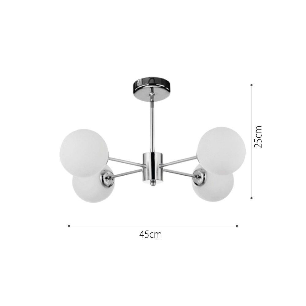 InLight Κρεμαστό φωτιστικό από χρώμιο μέταλλο και λευκή οπαλίνα 4XG9 D:45cm (5014-4)