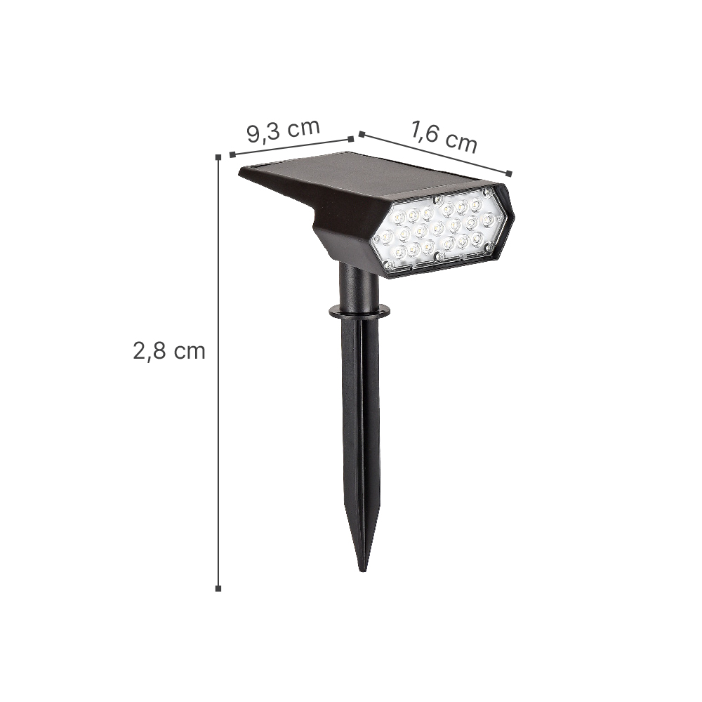 InLight Melville 3W 3CCT Solar Spike Light in Black Color (80204810S)