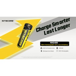 ΜΠΑΤΑΡΙΑ NITECORE Rechargable ΑΑ2400 1.5v Χ4 + Καλώδιο φόρτισης, NH2400