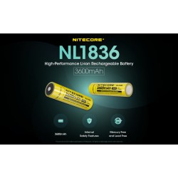 ΜΠΑΤΑΡΙΑ NITECORE 18650 / 3600mAh (τιμή τεμαχίου), NL1836